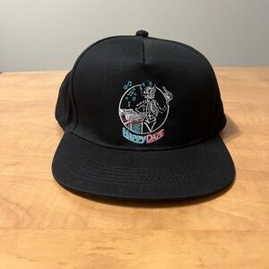Happy Daze Skull Graphic Hat Black Adjustable Strapback Snap Cap